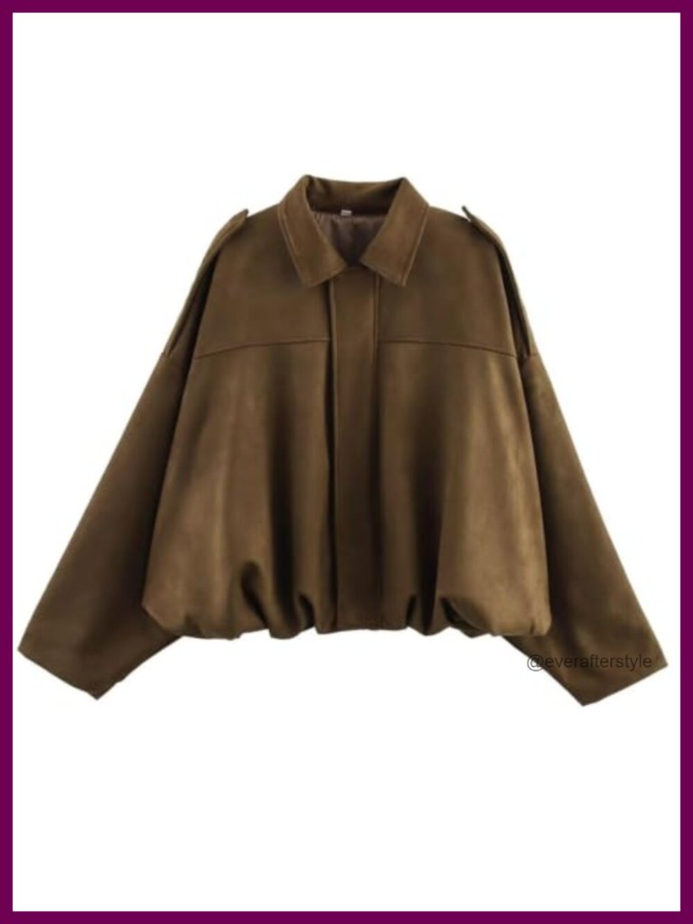 Faux Suede Bomber Jacket Oversized Cropped Batwing Aviator